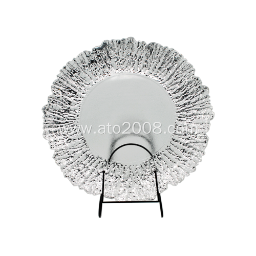 Glass Charger Plate With Foil Silver